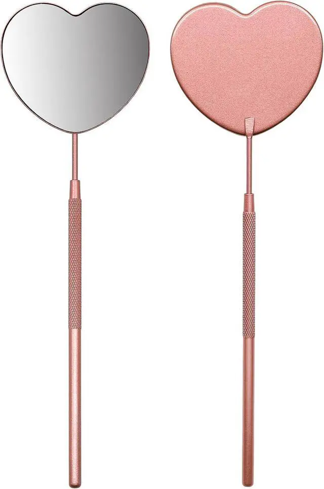 Main image of 2.2inch Lovely Lash Mirror, Heart Shaped Eyelash Mirror | Detachable Stainless Steel Lash Supplies and Tool for Techs, Pink