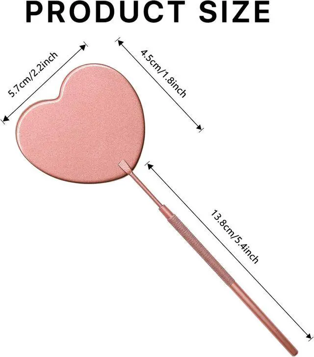 Alt view image 2 of 7 - 2.2inch Lovely Lash Mirror, Heart Shaped Eyelash Mirror | Detachable Stainless Steel Lash Supplies and Tool for Techs, Pink