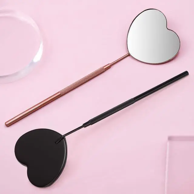Alt view image 7 of 7 - 2.2inch Lovely Lash Mirror, Heart Shaped Eyelash Mirror | Detachable Stainless Steel Lash Supplies and Tool for Techs, Pink