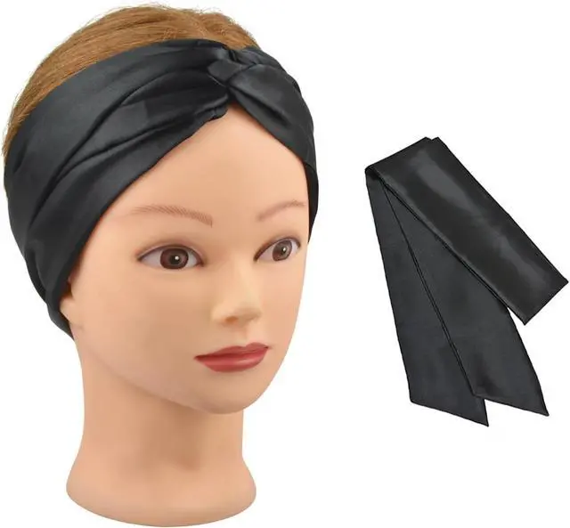 Alt view image 7 of 7 - Wig Grip Band Soft Satin Scarf Fashion Headbands for Lace Frontal Wigs Fixing, Makeup, Sports, Yoga, Facial (1 Pcs, Black)