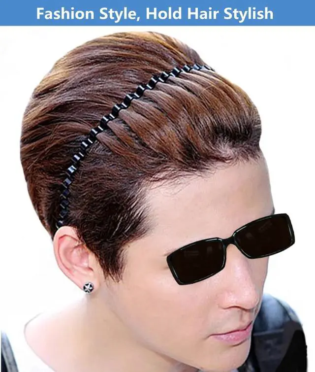 Alt view image 3 of 7 - bodbop XINGZHE Hair Bands, Metal Hairband for Men Women, Fashion Headbands for Washing Face Makeup Sports, Non Slip Wavy Men's Hairband (Black, 1 Count Pack of 1)