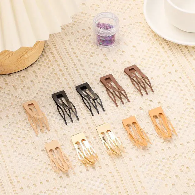 Alt view image 7 of 7 - Sightor 10 Pcs Double Grip Hair Clips, Metal Snap Hair Clips Hair Barrettes | Non Slip Hair Clips Brown Barrettes Women Hair Styling Hair Accessories for Thin Thick Hair