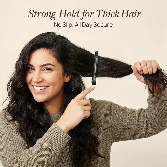 Alt view image 5 of 7 - Hair Sectioning Clips 4 Pack, No Crease Duckbill Clips with Silicone Band, 4.4 Inch, Non Slip for Styling & Hair Cutting, Thick & Thin, Curly & Straight Hair, Salon Home, Morandi & Black