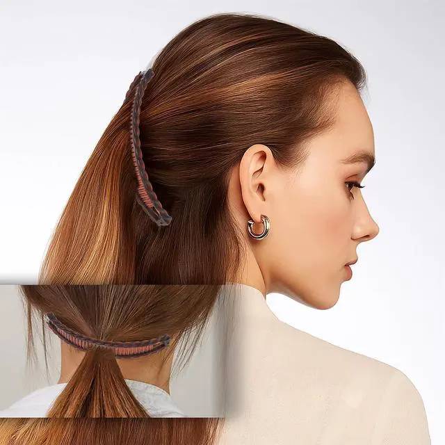Alt view image 3 of 6 - 4 Pcs Mixed Colors Banana Hairs Clips Set, Banana Hair Clip Black And Brown Tortoise Clips, Hair Comb Volumizing Hairs Clip For Women Girls