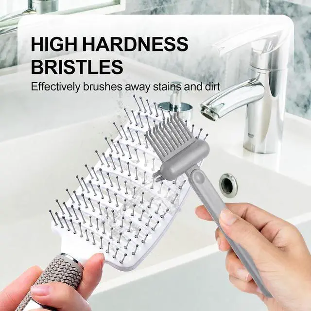 Alt view image 4 of 7 - Hair Brush Comb Cleaning Tool Comb,2-in-1 Hair Brush Cleaner Tool, Portable Remover Rake for Removing Hair Dust, Home and Salon Use (Grey)