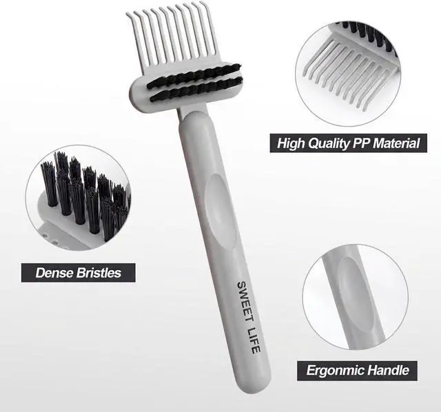 Alt view image 6 of 7 - Hair Brush Comb Cleaning Tool Comb,2-in-1 Hair Brush Cleaner Tool, Portable Remover Rake for Removing Hair Dust, Home and Salon Use (Grey)