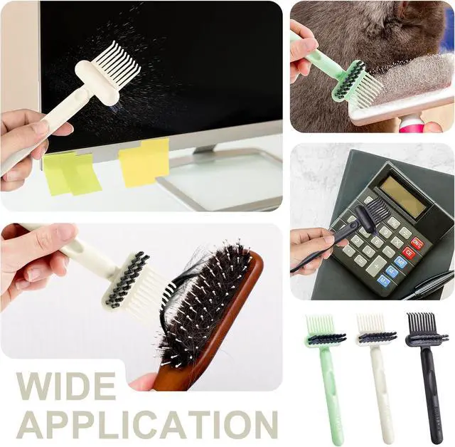 Alt view image 7 of 7 - Hair Brush Comb Cleaning Tool Comb,2-in-1 Hair Brush Cleaner Tool, Portable Remover Rake for Removing Hair Dust, Home and Salon Use (White)