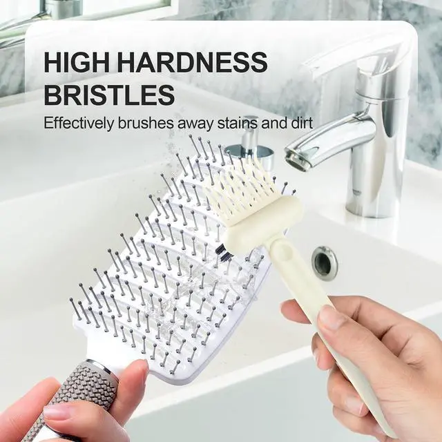 Alt view image 5 of 7 - 2 Pack Hair Brush Cleaning Tool, 2-in-1 Cleaner Tool, Portable Cleaning Tool Set for Brush Comb Keyboard, Remover Rake for Removing Hair Dust, Home and Salon Use(Black&White)