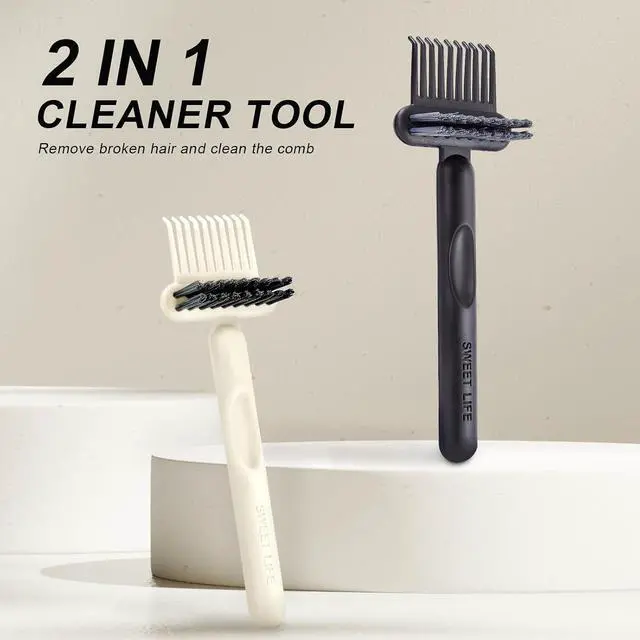 Alt view image 2 of 7 - 2 Pack Hair Brush Cleaning Tool, 2-in-1 Cleaner Tool, Portable Cleaning Tool Set for Brush Comb Keyboard, Remover Rake for Removing Hair Dust, Home and Salon Use(Black&White)