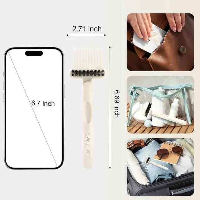 Alt view image 7 of 7 - 2 Pack Hair Brush Cleaning Tool, 2-in-1 Cleaner Tool, Portable Cleaning Tool Set for Brush Comb Keyboard, Remover Rake for Removing Hair Dust, Home and Salon Use(Black&White)