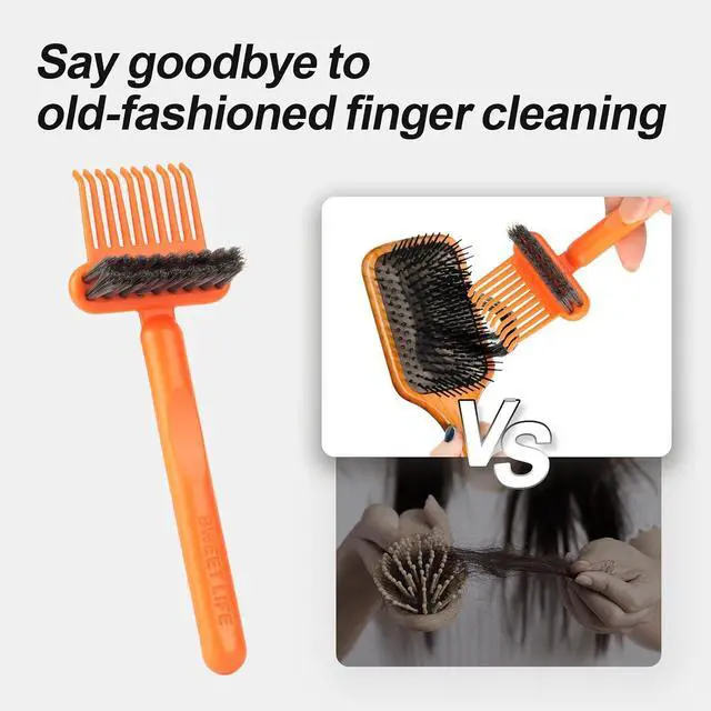 Alt view image 2 of 7 - Hair Brush Comb Cleaning Tool Comb,2-in-1 Hair Brush Cleaner Tool, Portable Remover Rake for Removing Hair Dust, Home and Salon Use (Orange)
