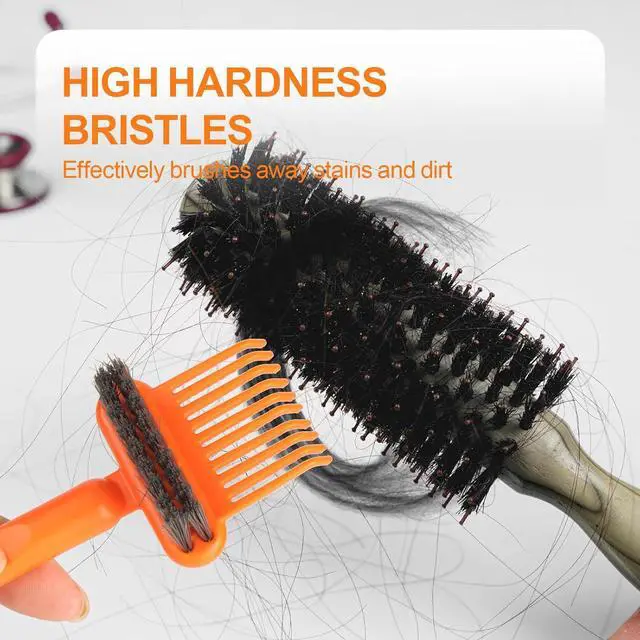Alt view image 4 of 7 - Hair Brush Comb Cleaning Tool Comb,2-in-1 Hair Brush Cleaner Tool, Portable Remover Rake for Removing Hair Dust, Home and Salon Use (Orange)