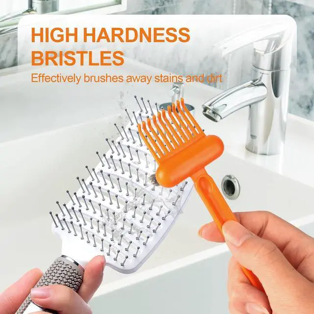 Alt view image 3 of 7 - Hair Brush Comb Cleaning Tool Comb,2-in-1 Hair Brush Cleaner Tool, Portable Remover Rake for Removing Hair Dust, Home and Salon Use (Orange)