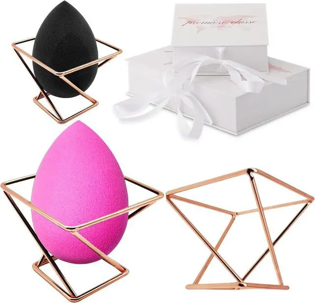 Main image of Beauty Sponge Holder - Rose Gold Foundation Beauty Blender Holder - Makeup Brush Organizer Rack Case - Vanity Storage - Display Make Up Puff Sponge Drying Stand (Pack of 1)