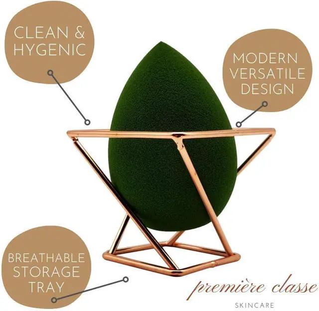 Alt view image 2 of 7 - Beauty Sponge Holder - Rose Gold Foundation Beauty Blender Holder - Makeup Brush Organizer Rack Case - Vanity Storage - Display Make Up Puff Sponge Drying Stand (Pack of 1)