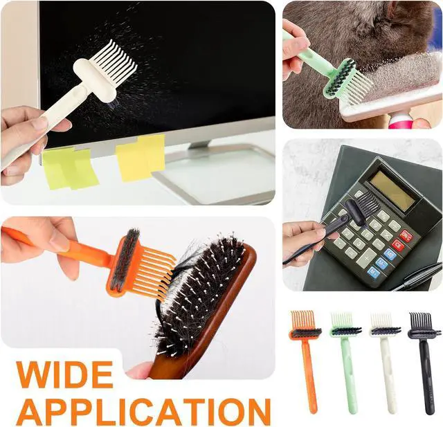Alt view image 6 of 7 - Hair Brush Comb Cleaning Tool Comb,2-in-1 Hair Brush Cleaner Tool, Portable Remover Rake for Removing Hair Dust, Home and Salon Use (Orange)