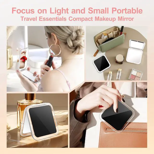 Alt view image 2 of 7 - MIYADIVA Compact Mirror, 30X Magnifying Mirror, Pocket Mirror for Purse, Travel Makeup Mirror with 30X/1X Magnification, Travel Essentials Mirrors, Precision Tweezers, Present for Girls