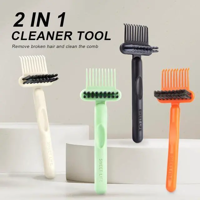 Alt view image 7 of 7 - Hair Brush Comb Cleaning Tool Comb,2-in-1 Hair Brush Cleaner Tool, Portable Remover Rake for Removing Hair Dust, Home and Salon Use (Orange)