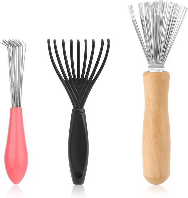 Main image of Comb and Brush Cleaner Tool Set - 3 Pieces with Rake Design for Home and Salon Use
