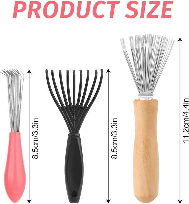 Alt view image 2 of 7 - Comb and Brush Cleaner Tool Set - 3 Pieces with Rake Design for Home and Salon Use