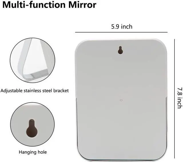 Alt view image 2 of 7 - YEAKE Table Desk Vanity Makeup Mirror,8-Inch Portable Folding Mirror with Metal Stand 90°Adjustable Rotation Tavel Make Up Mirror Hanging Bathroom for Shower Shaving(Gray)