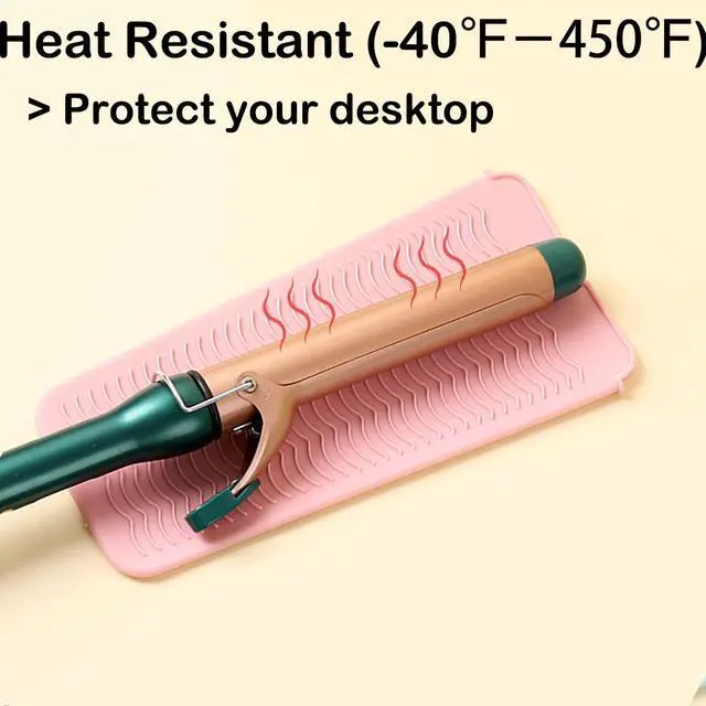 Alt view image 2 of 7 - Heat Resistant Silicone Mat with Hanging Hole, Straightener Heat Resistant Travel Mat & Pouch for Curling Iron, Flat Iron and Other Hot Hair Styling Tools, 11 x 5 in, Pink