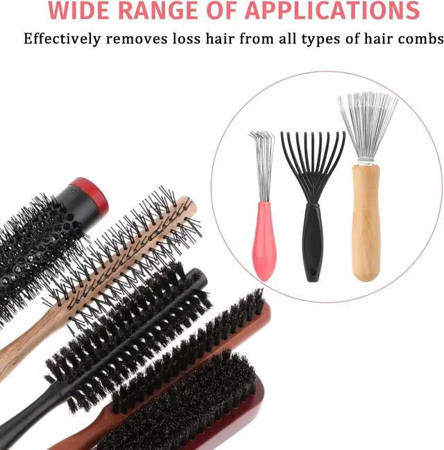 Alt view image 6 of 7 - Comb and Brush Cleaner Tool Set - 3 Pieces with Rake Design for Home and Salon Use