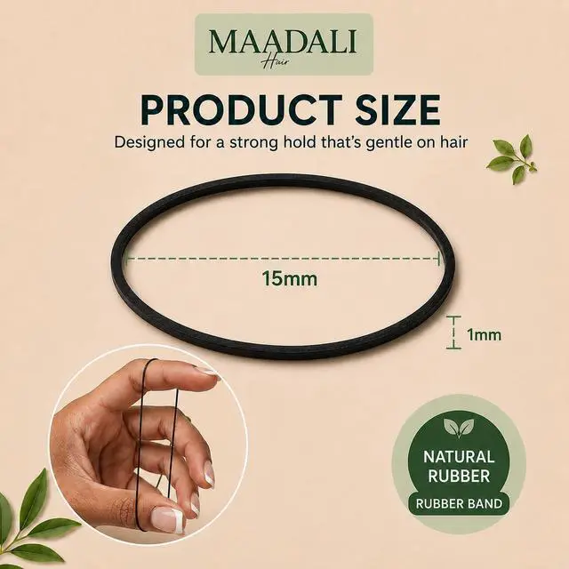 Alt view image 4 of 7 - 300 Black Hair Ties - Small Strong Rubber Bands for Thick, Curly & Afro Hair, Braids, Ponytails & Protective Styles - No Breakage Hair Elastics bands for Women & Girls - MAADALI