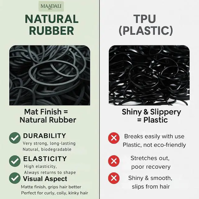 Alt view image 5 of 7 - 300 Black Hair Ties - Small Strong Rubber Bands for Thick, Curly & Afro Hair, Braids, Ponytails & Protective Styles - No Breakage Hair Elastics bands for Women & Girls - MAADALI