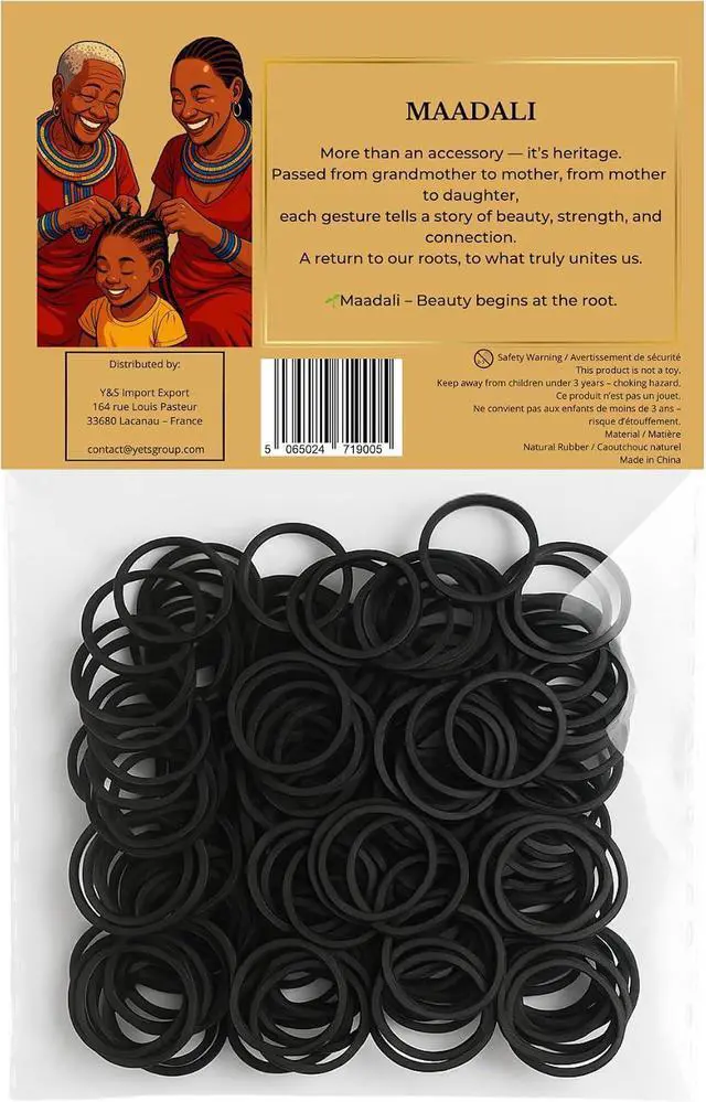 Alt view image 7 of 7 - 300 Black Hair Ties - Small Strong Rubber Bands for Thick, Curly & Afro Hair, Braids, Ponytails & Protective Styles - No Breakage Hair Elastics bands for Women & Girls - MAADALI