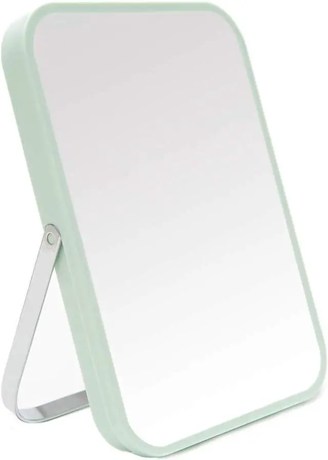 Main image of YEAKE Table Desk Vanity Makeup Mirror,8-Inch Portable Folding Mirror with Metal Stand 90°Adjustable Rotation Tavel Make Up Mirror Hanging Bathroom for Shower Shaving(Green)