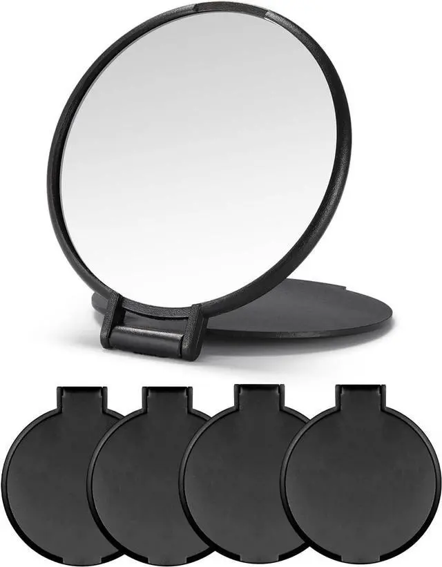 Main image of Qislee 4 Pack Compact Mirrors Bulk for Party Favors Purse Travel, Black | mini mirror bulk, folding travel mirror, for wedding favors, goodie bag fillers, bulk gifts for women, plastic and glass
