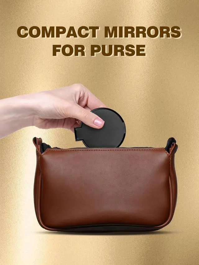 Alt view image 3 of 7 - Qislee 4 Pack Compact Mirrors Bulk for Party Favors Purse Travel, Black | mini mirror bulk, folding travel mirror, for wedding favors, goodie bag fillers, bulk gifts for women, plastic and glass
