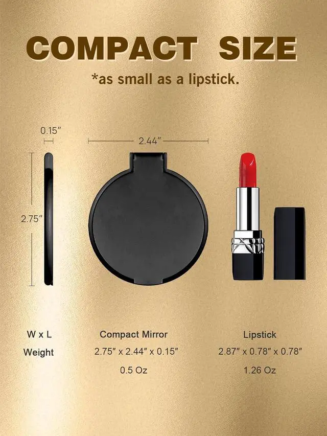 Alt view image 2 of 7 - Qislee 4 Pack Compact Mirrors Bulk for Party Favors Purse Travel, Black | mini mirror bulk, folding travel mirror, for wedding favors, goodie bag fillers, bulk gifts for women, plastic and glass