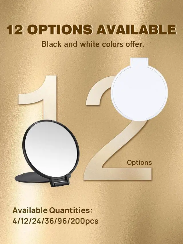 Alt view image 6 of 7 - Qislee 4 Pack Compact Mirrors Bulk for Party Favors Purse Travel, Black | mini mirror bulk, folding travel mirror, for wedding favors, goodie bag fillers, bulk gifts for women, plastic and glass