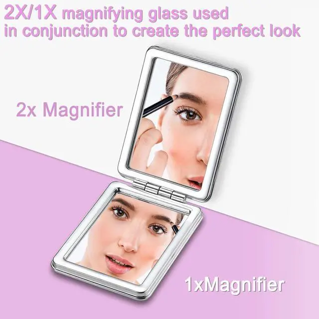 Alt view image 3 of 6 - Pocket Mirror, Small Travel Mirror with Magnification, Portable Double-Sided Magnifying Cosmetic Mirror for Daily (Blue Moon)