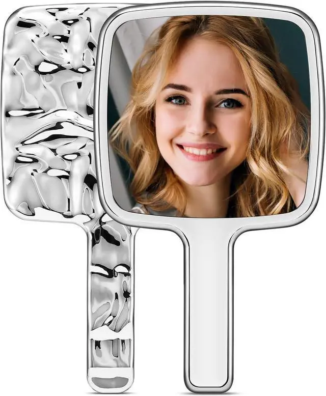 Main image of MIRRORNOVA Handheld Mirror, 4"L x 7"W, Small Lash Mirror for Makeup, Silver