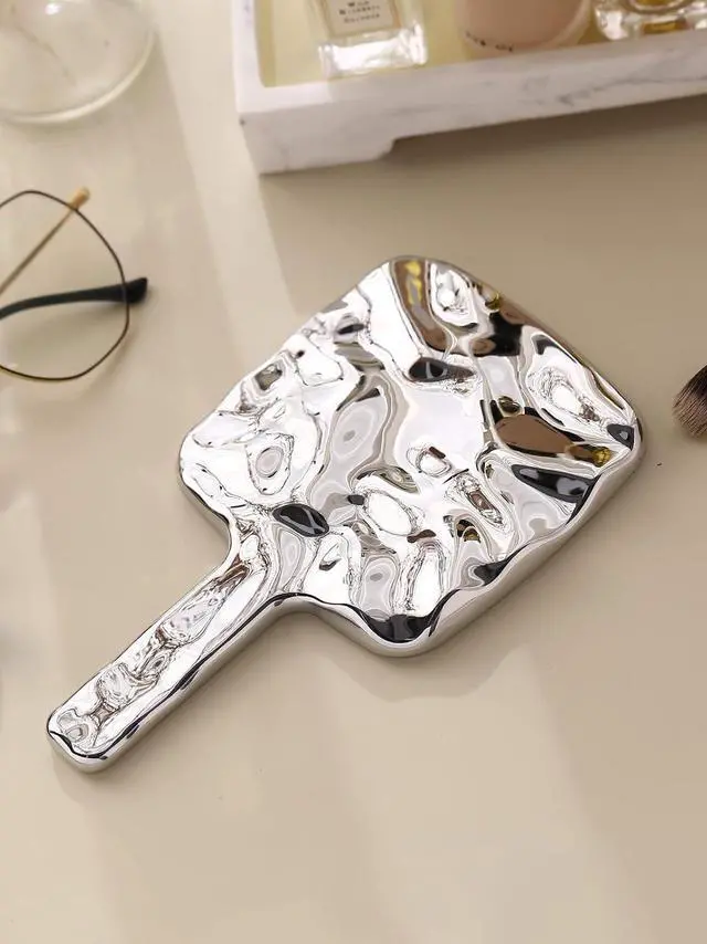 Alt view image 6 of 7 - MIRRORNOVA Handheld Mirror, 4"L x 7"W, Small Lash Mirror for Makeup, Silver