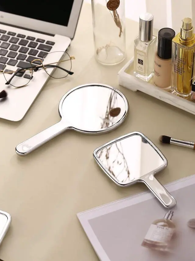 Alt view image 7 of 7 - MIRRORNOVA Handheld Mirror, 4"L x 7"W, Small Lash Mirror for Makeup, Silver
