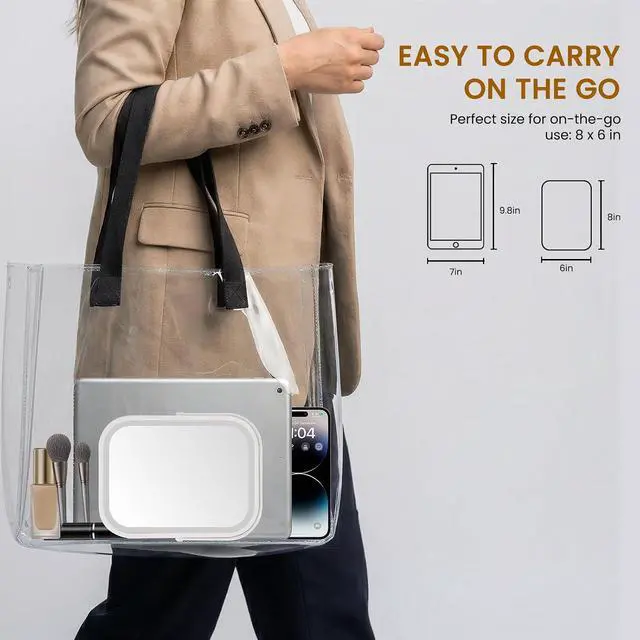 Alt view image 4 of 7 - Rechargeable Travel Makeup Mirror, 8"×6" Small Vanity Mirror with Lights, 1500mAH Battery, 3-Color Lighting, 360° Rotation, Portable Desk Mirror with Storage Pouch, Travel Essentials (White)