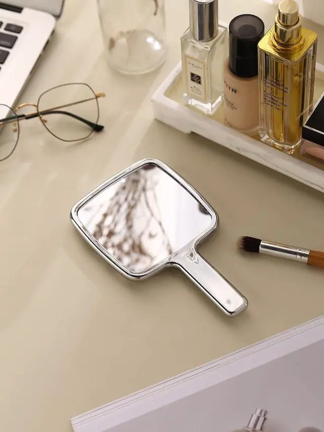 Alt view image 5 of 7 - MIRRORNOVA Handheld Mirror, 4"L x 7"W, Small Lash Mirror for Makeup, Silver