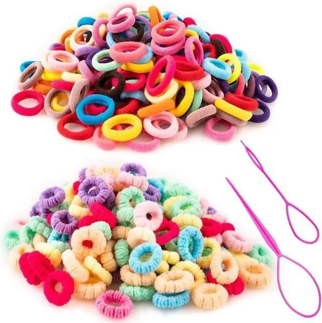 Main image of 360pcs Toddler Hair Ties, No Damage Cotton Elastics for Baby & Kids | Soft Cotton | Ponytails Holders & Braids | Seamless Design | Fine & Thin Hair | Hair Bands for Little Girls | Assorted Colors