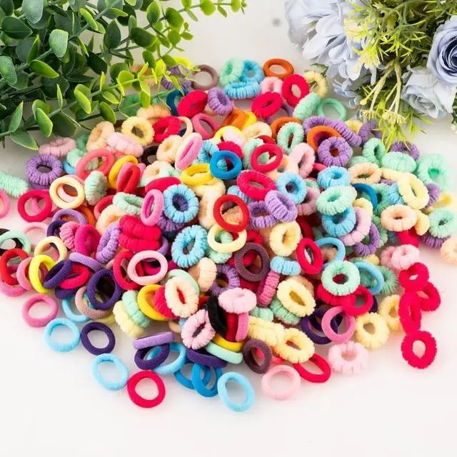 Alt view image 3 of 7 - 360pcs Toddler Hair Ties, No Damage Cotton Elastics for Baby & Kids | Soft Cotton | Ponytails Holders & Braids | Seamless Design | Fine & Thin Hair | Hair Bands for Little Girls | Assorted Colors
