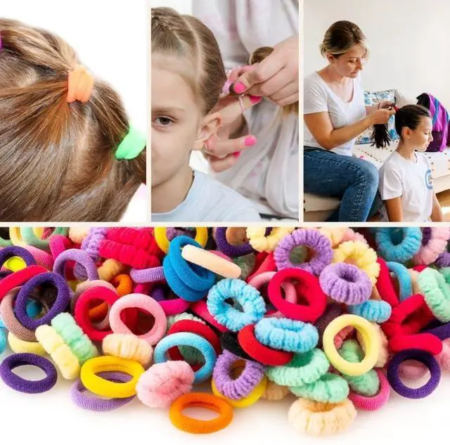 Alt view image 5 of 7 - 360pcs Toddler Hair Ties, No Damage Cotton Elastics for Baby & Kids | Soft Cotton | Ponytails Holders & Braids | Seamless Design | Fine & Thin Hair | Hair Bands for Little Girls | Assorted Colors