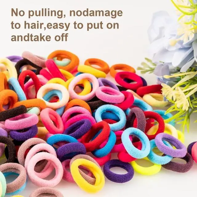 Alt view image 6 of 7 - 360pcs Toddler Hair Ties, No Damage Cotton Elastics for Baby & Kids | Soft Cotton | Ponytails Holders & Braids | Seamless Design | Fine & Thin Hair | Hair Bands for Little Girls | Assorted Colors