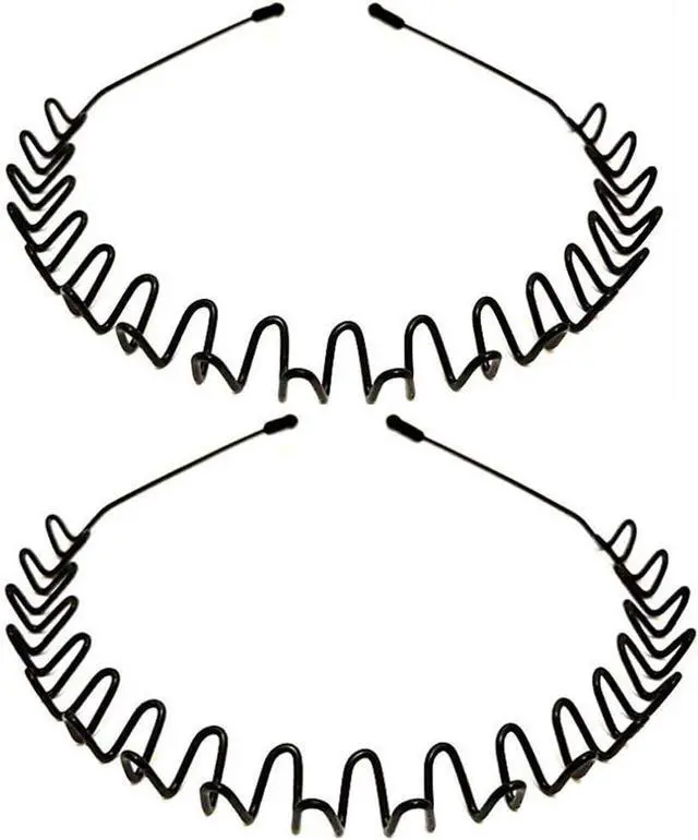 Main image of WantGor Metal Headbands, 2 Pack Fashion Unisex Black Hairband Hair Hoop | Spring Wave Non Slip Sports Headwear Hair Accessories (2 Pack)