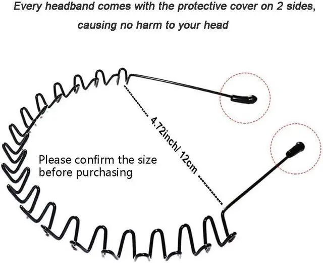 Alt view image 2 of 7 - WantGor Metal Headbands, 2 Pack Fashion Unisex Black Hairband Hair Hoop | Spring Wave Non Slip Sports Headwear Hair Accessories (2 Pack)
