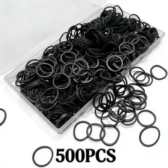 Alt view image 2 of 5 - black Elastic Hair BandsBEBEEPOO 500pcs Mini Rubber Bands with a box Soft Elastic Bands for Kid Hair Braids Hair