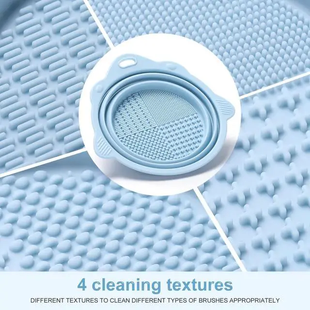 Alt view image 3 of 7 - Etercycle Foldable Silicone Makeup Brush Cleaner Bowl | Portable Cleaning Tool For Brushes, Powder Puffs, Sponges (Blue)