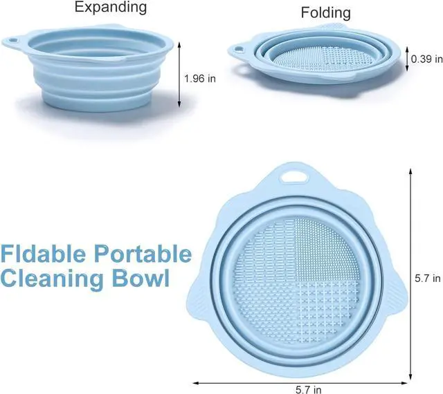 Alt view image 4 of 7 - Etercycle Foldable Silicone Makeup Brush Cleaner Bowl | Portable Cleaning Tool For Brushes, Powder Puffs, Sponges (Blue)